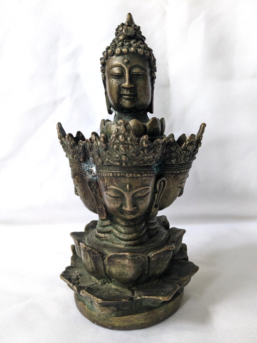 Antique Brass 5 Headed Kwan-yin Avalokiteshvara Goddess Statue Buddhist Tibet